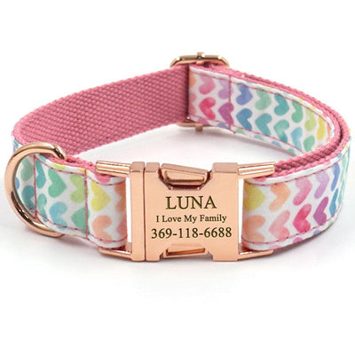 PETDURO Personalized Dog Collar Engraved Rose Gold Buckle Pink Velvet