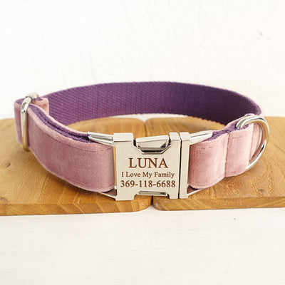 PETDURO Personalized Cat Collar with Bow Tie Gold Buckle Pink Velvet