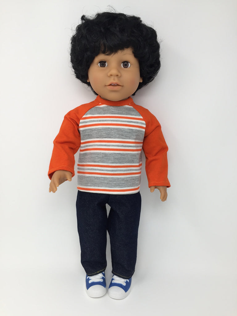 18 inch boy doll clothes - pants outfit - jeans and striped shirt – My ...