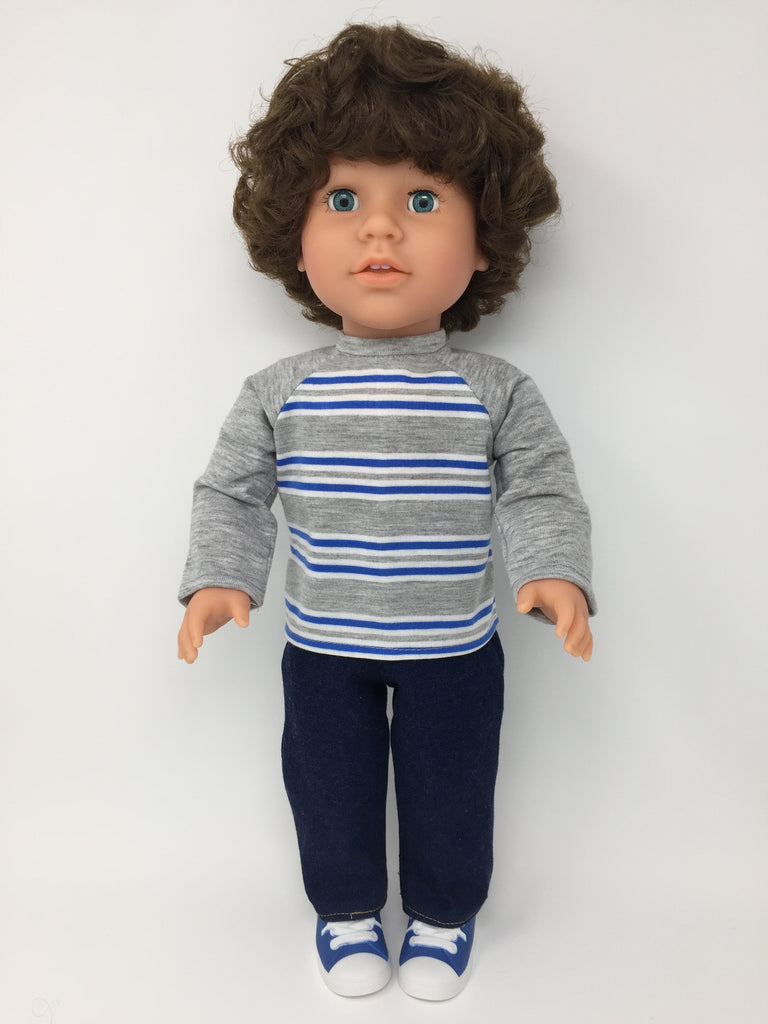 18 inch boy doll clothes - pants outfit - jeans and striped shirt – My ...