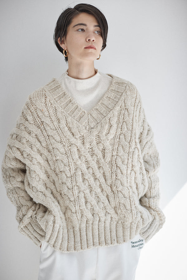 超美品 SEA(シー) HAND STITCH MOCK NECK SWEATE ハンドステッチ