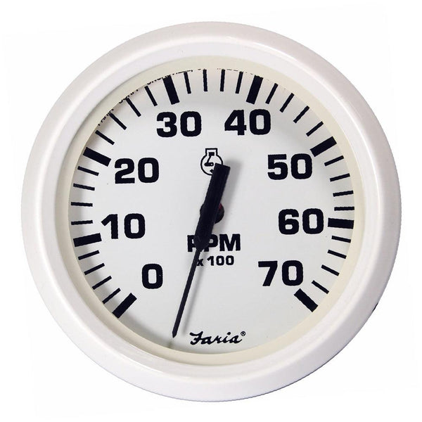 Faria Dress White 4" Tachometer - 7000 RPM (Gas) (All Outboards) [33104] - Essenbay Marine