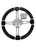 Z/Fisherman Boats 13" Steering Wheel SST Black / Polished Stainless STWHW194004 - Essenbay Marine