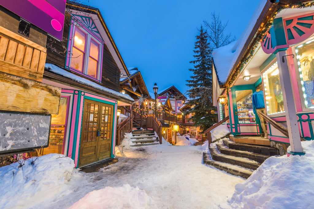 snowy street in Breckenridge Colorado