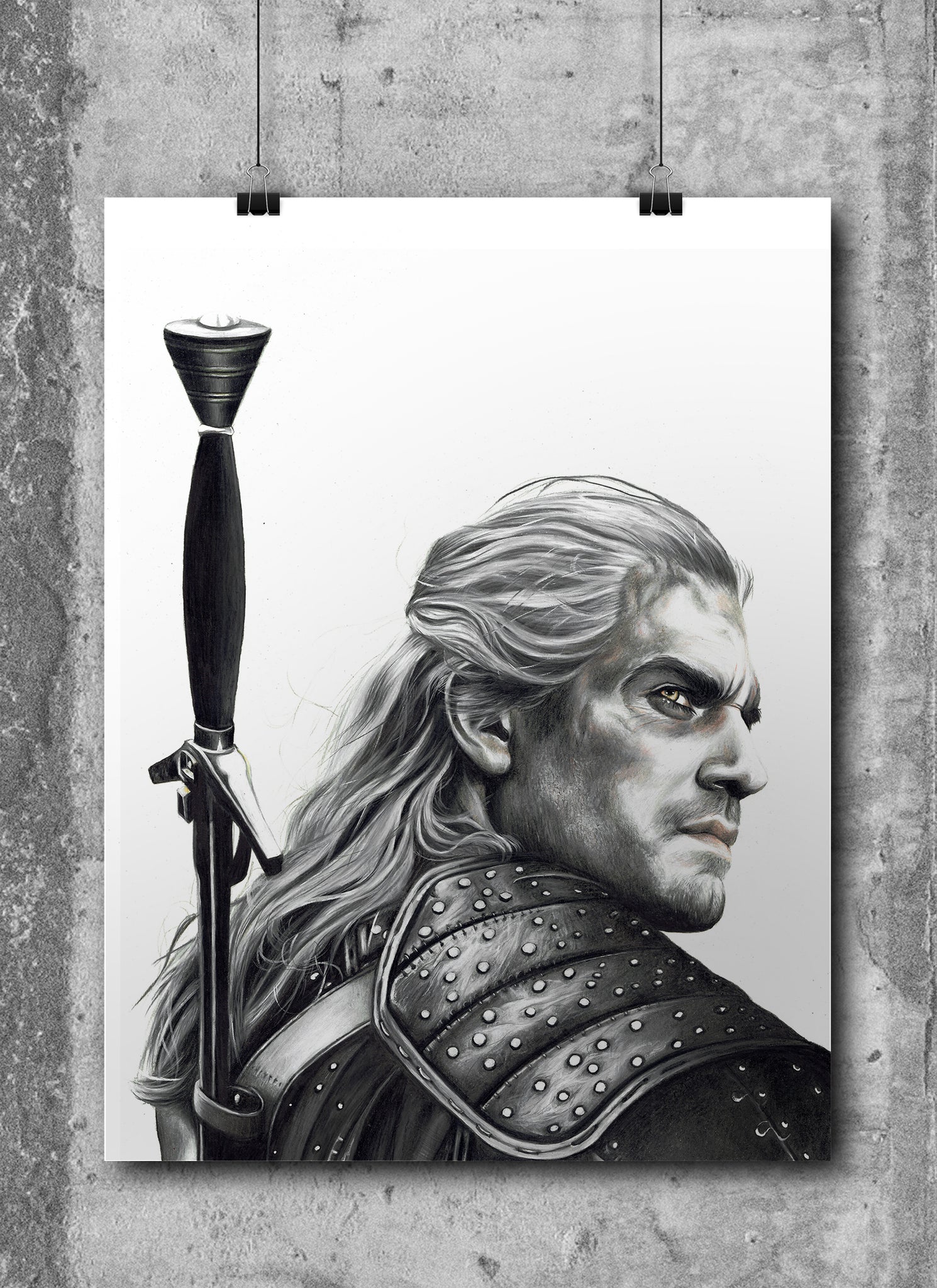 Geralt of Rivia/The Witcher/Limited Edition/Hand Drawing by Wil Shrike
