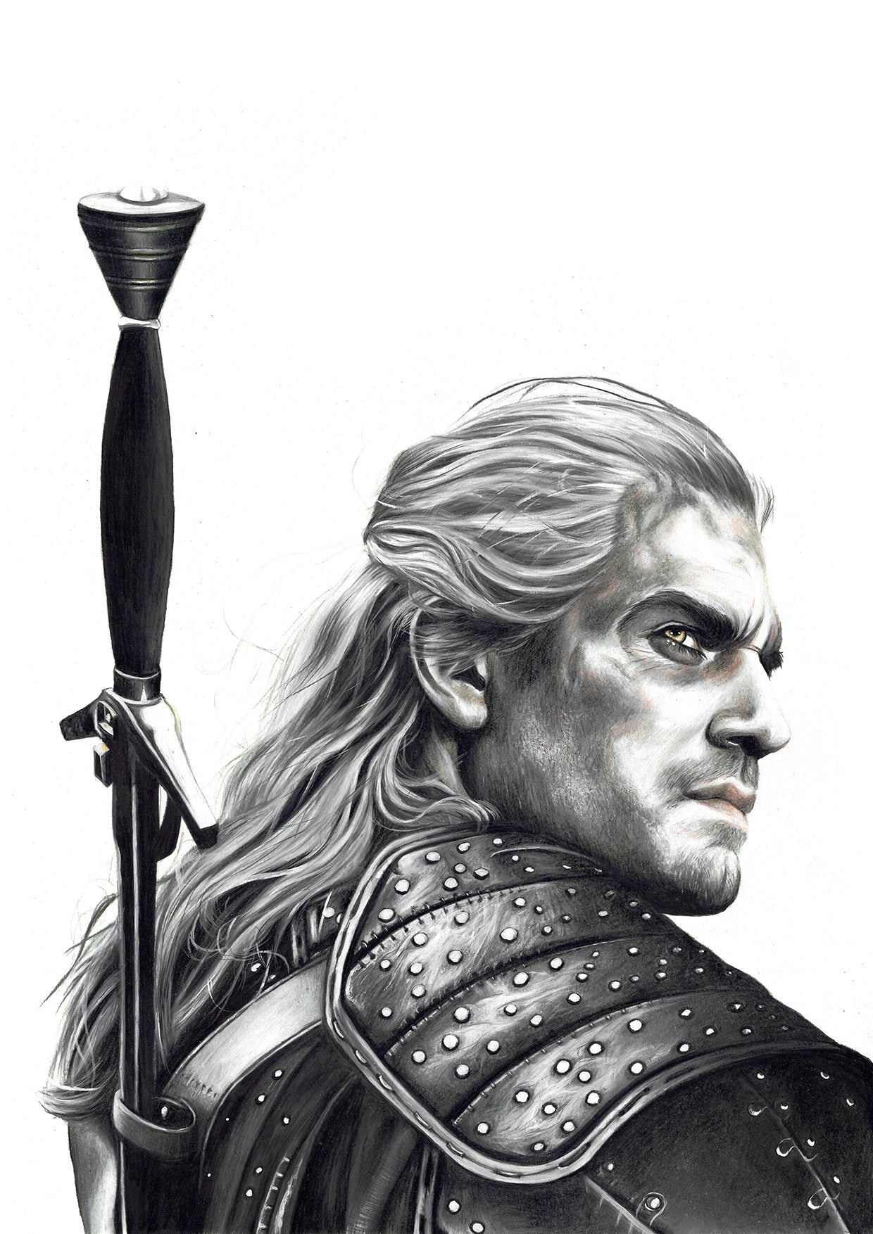 Geralt of Rivia/The Witcher/Limited Edition/Hand Drawing by Wil Shrike
