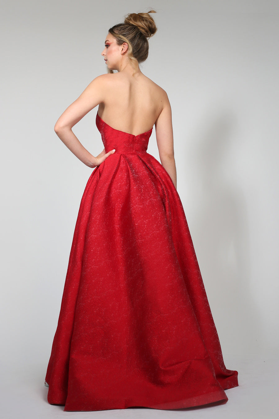 Tina Holly Couture TA611B Red Strapless Ball Gown Formal Dress