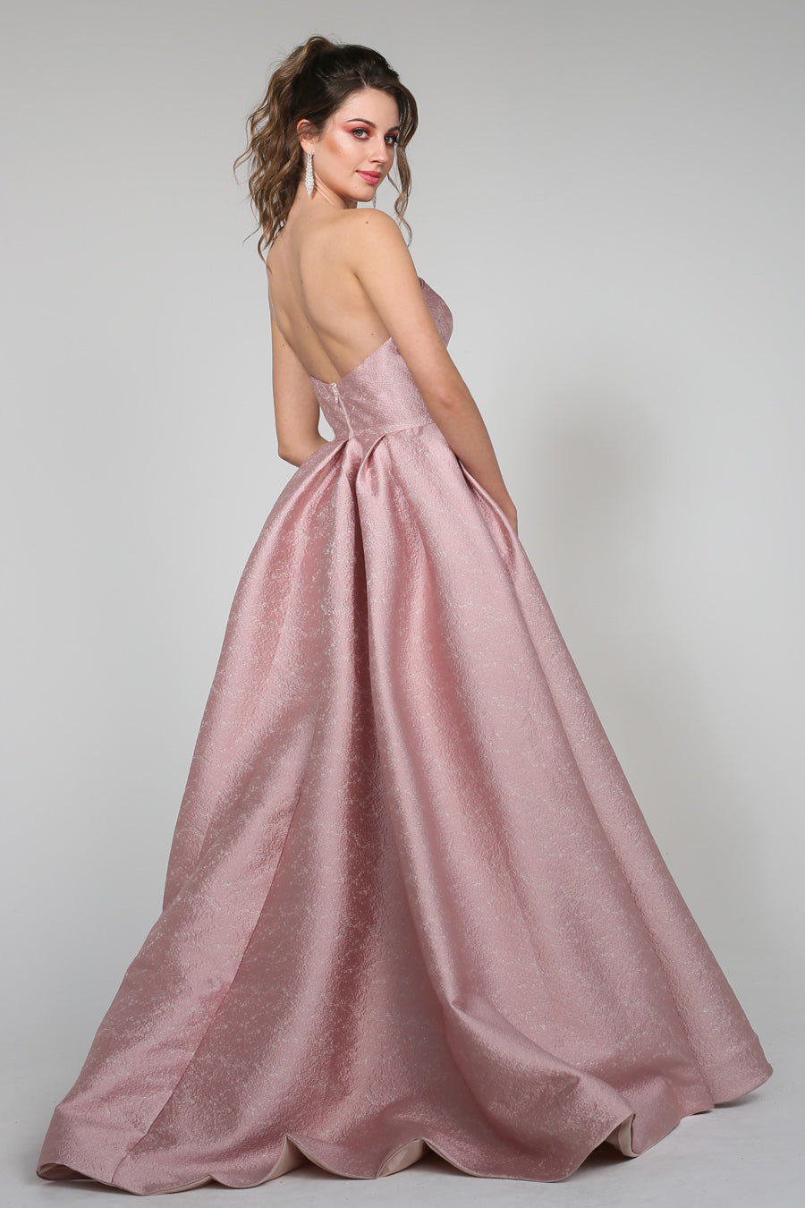 Tina Holly Couture TA611B Dusty Pink Strapless Ball Gown Formal Dress