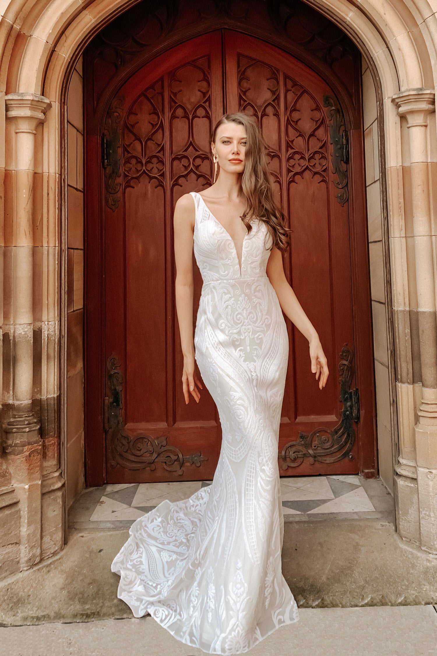 Tina Holly Couture BA109 Off White Sequin & Lace Mermaid Bridal Formal Dress