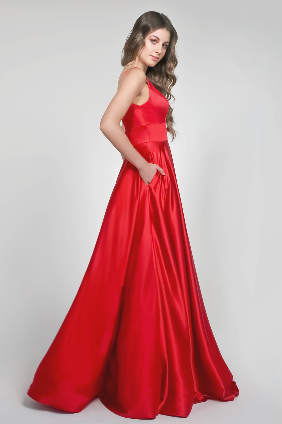 Tina Holly Couture Designer BA269 Red Satin Formal Dress