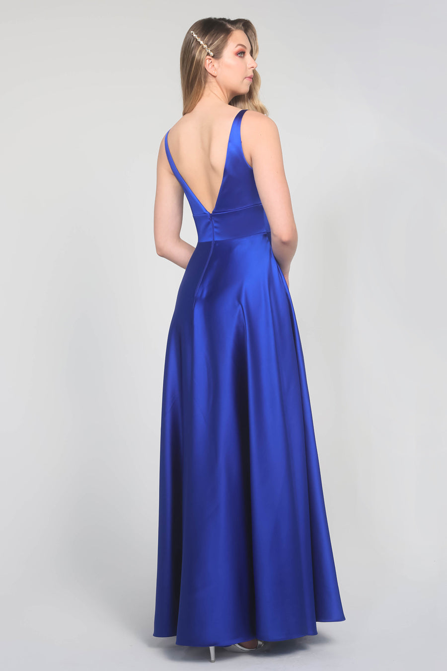 Tina Holly Couture Designer BA269 Royal Blue Satin Formal Dress