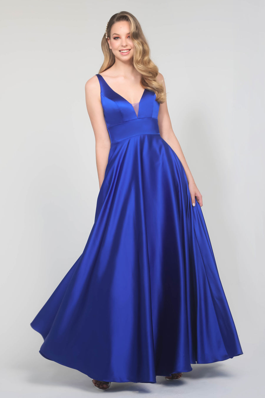 Tina Holly Couture Designer BA269 Royal Blue Satin Formal Dress