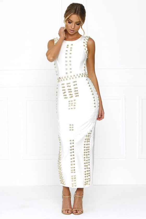 white maxi bandage dress