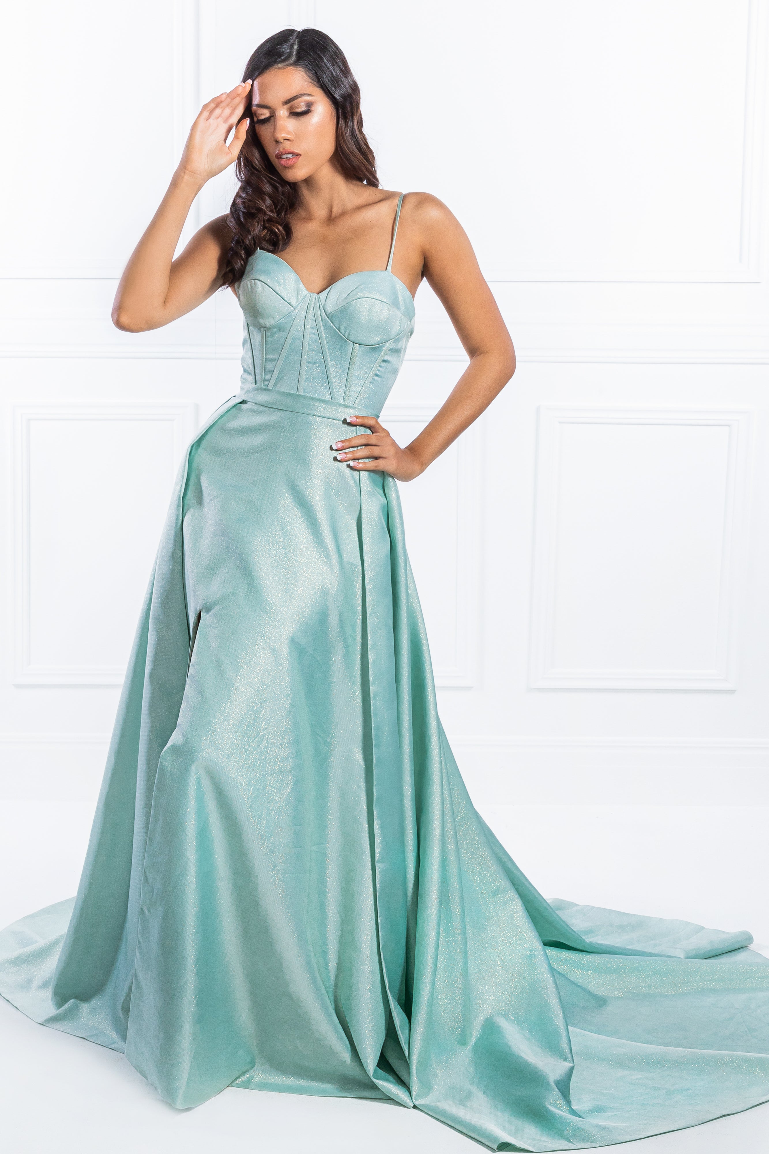 Honey Couture TORI Pastel Green Formal Dress