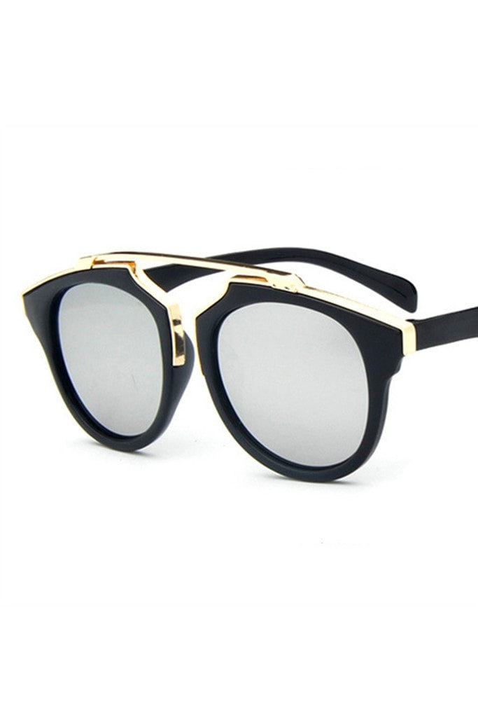 Honey Couture STACEY Gold & Black Frame Silver Reflective Sunglasses