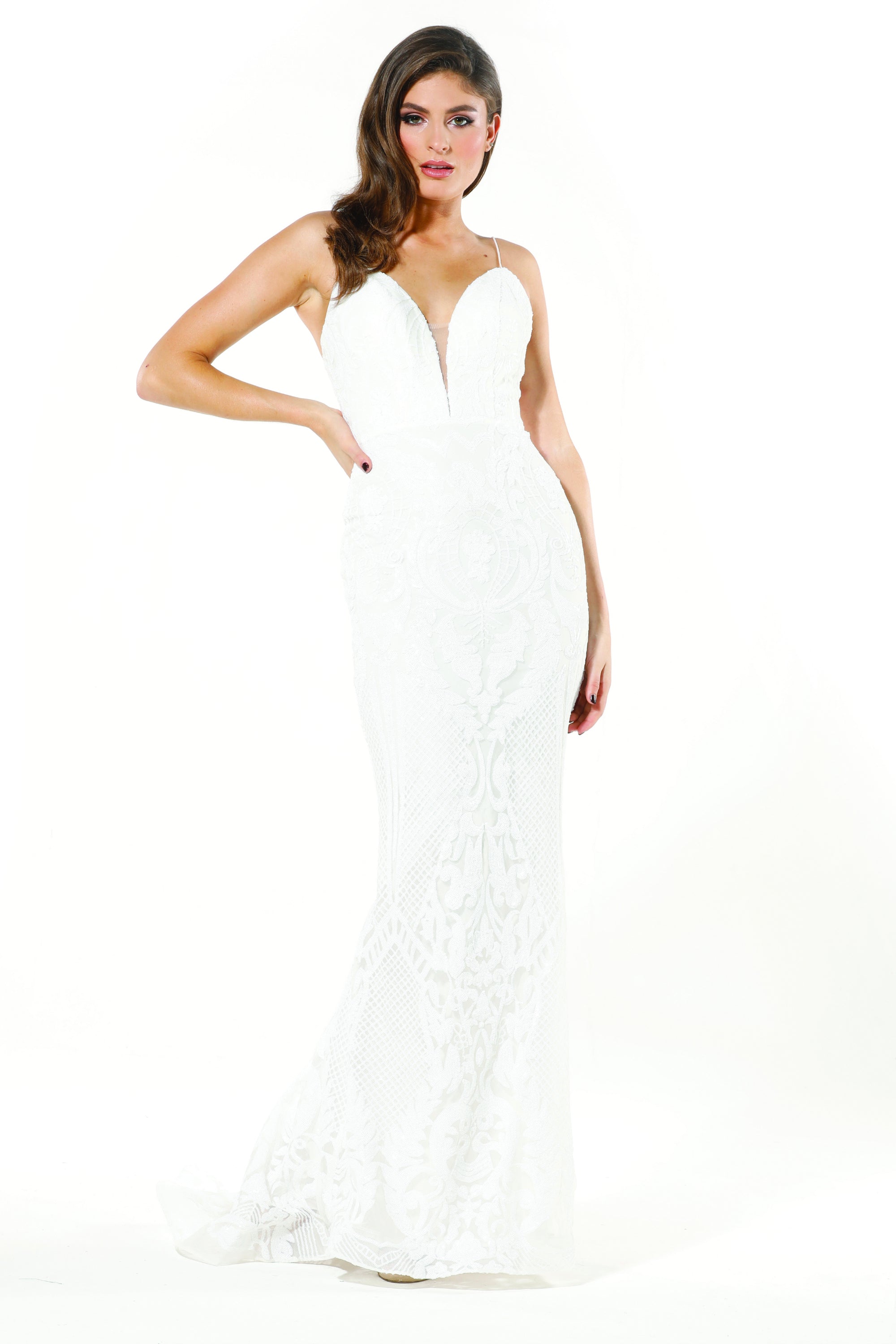 Tina Holly Couture T19280 White & White Wedding Mermaid Formal Dress