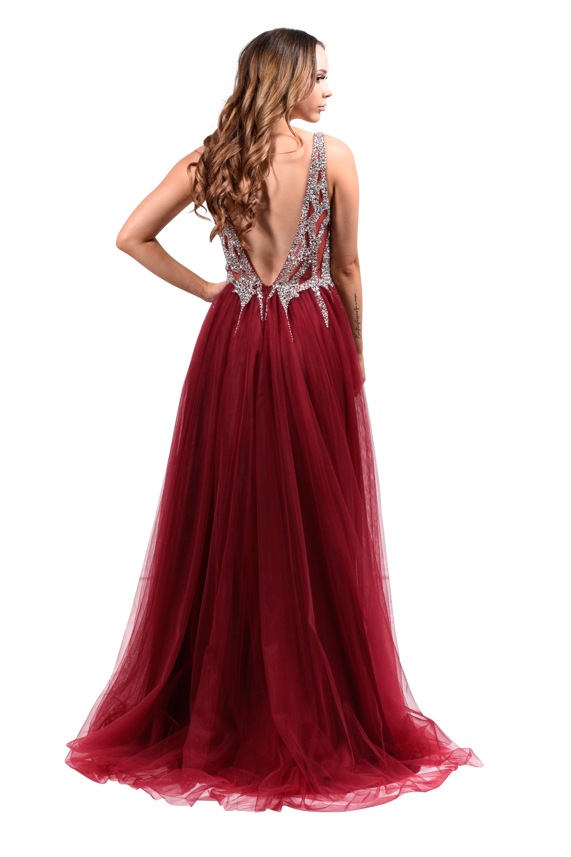 Honey Couture LINA Crystal Tulle Formal Gown