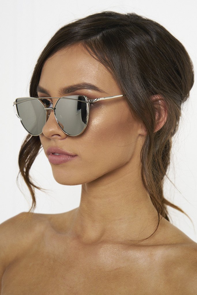 Honey Couture KOURTNEY Silver on Silver Sunglasses