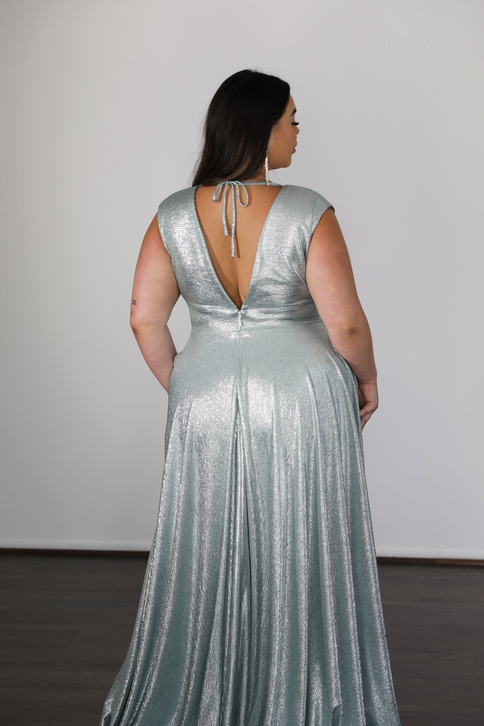 Once Labeled Designer SABRINA Stretch Shimmer Curve & Plus Size Formal Dress