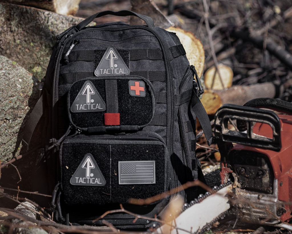 The 14er Tactical IFAK pouch can be firmly secured to the hide of the 14er Tactical Backpack.