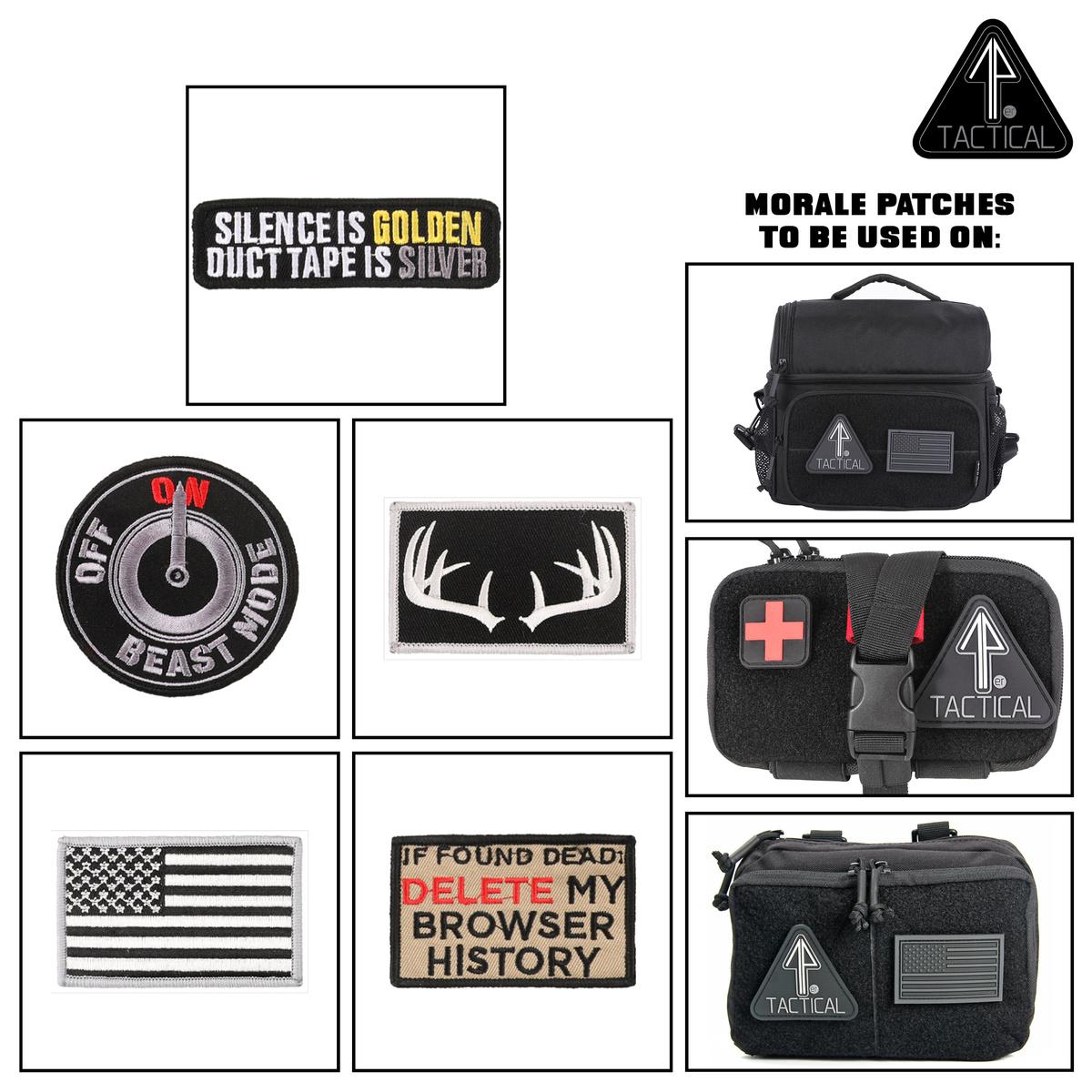 14er Morale Patches can be attached through Velcro to a 14er Tactical Lunch Bag, IFAK, or Admin Pouch.
