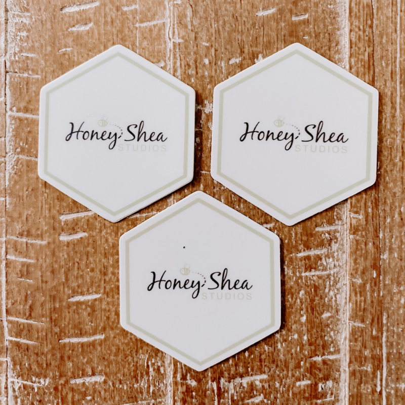 hexagon honey shea studios vinyl sticker