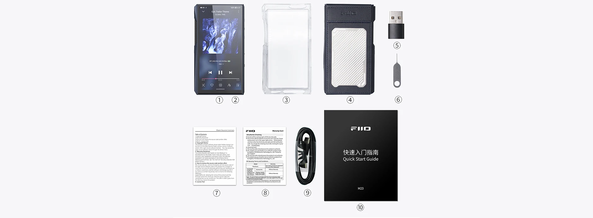 FiiO M23 Portable High-Resolution Music Player In The Box