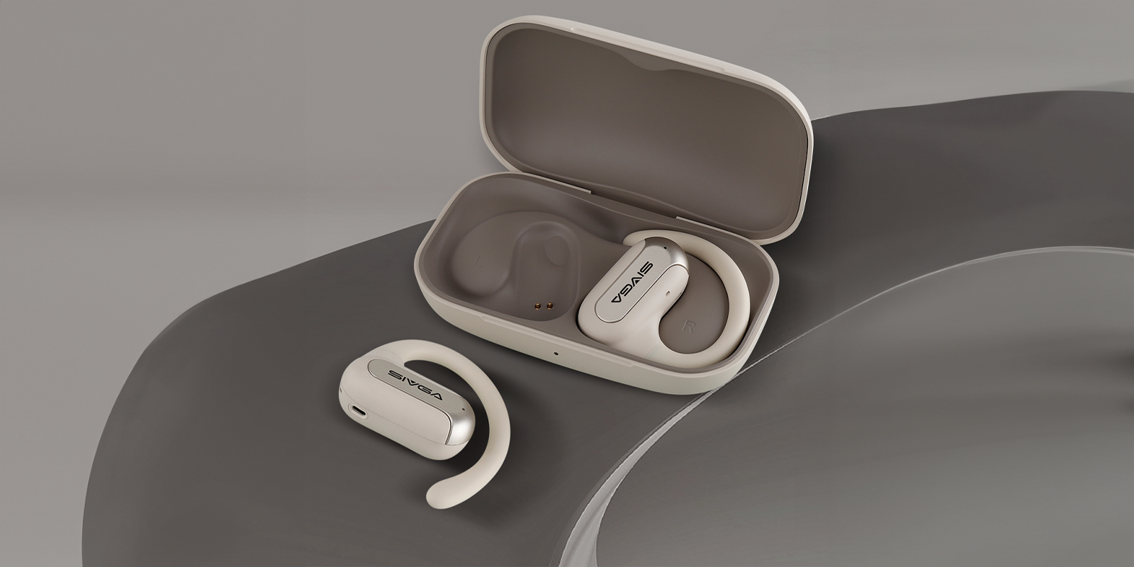 Sivga SO2 Open-ear True Wireless Sports Earphones White Overview with Case