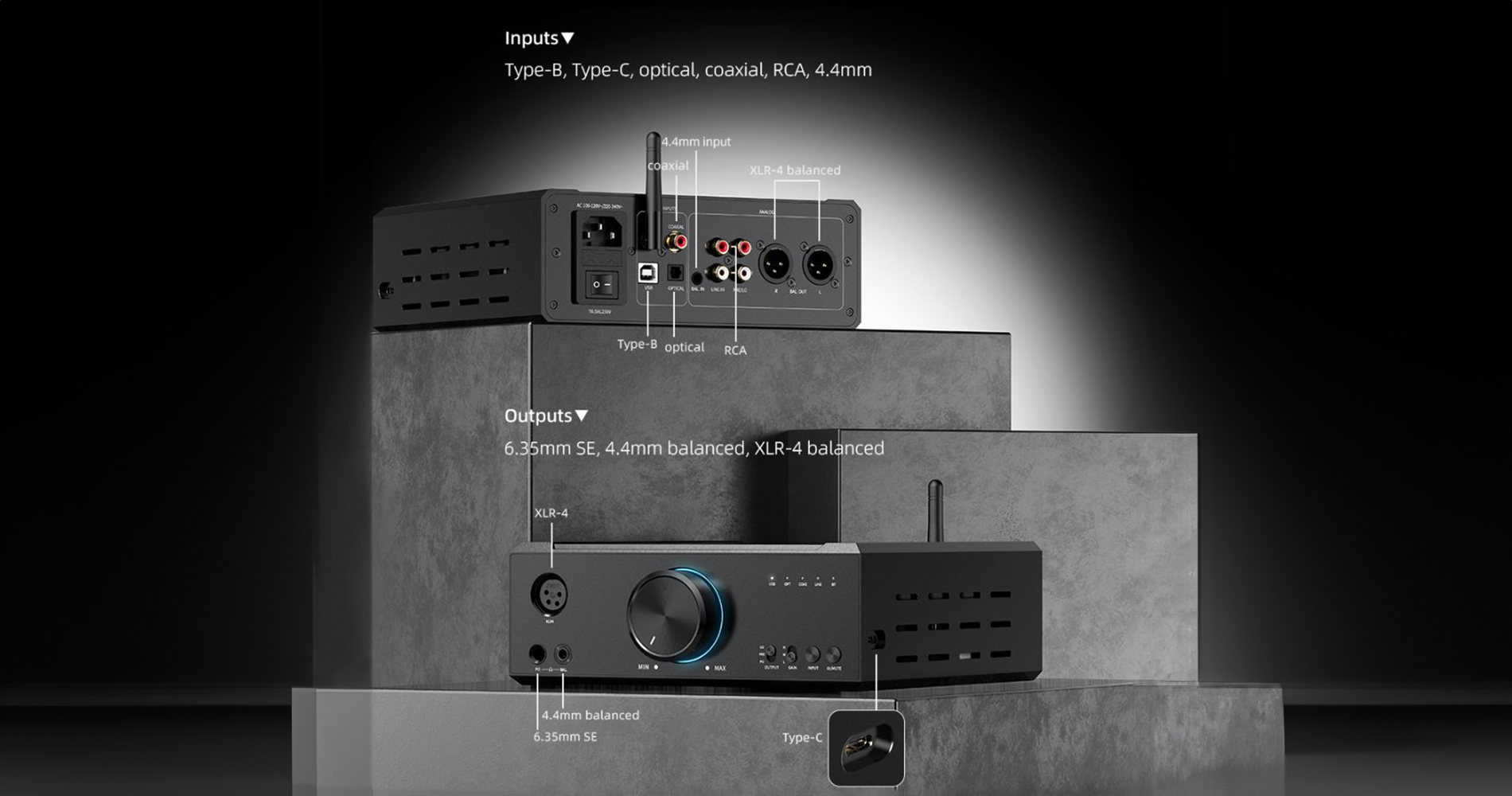 FiiO K9 AKM Desktop DAC and Amplifier Inputs and Outputs