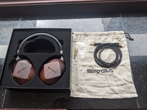 Sivga Oriole, closed-back, wooden, headphone, headphone cable, carrying pouch, adapter