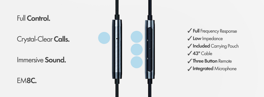 Strauss & Wagner EM8C Earbuds with USB-C Connection Three Button Remote