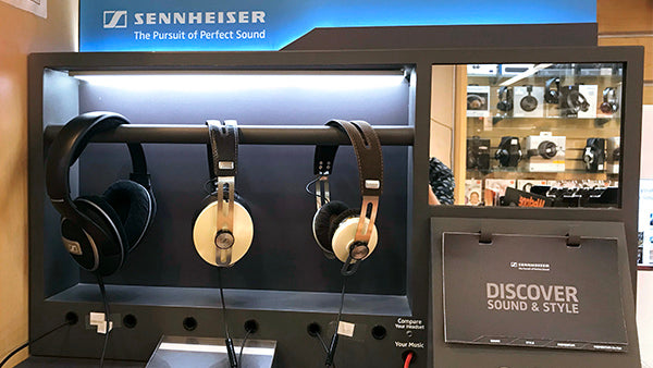 Photo of inside Audio46 showing more headphones available for demo