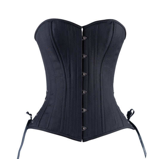 Wardlaw Black Satin Overbust Corset With Plunge Neckline