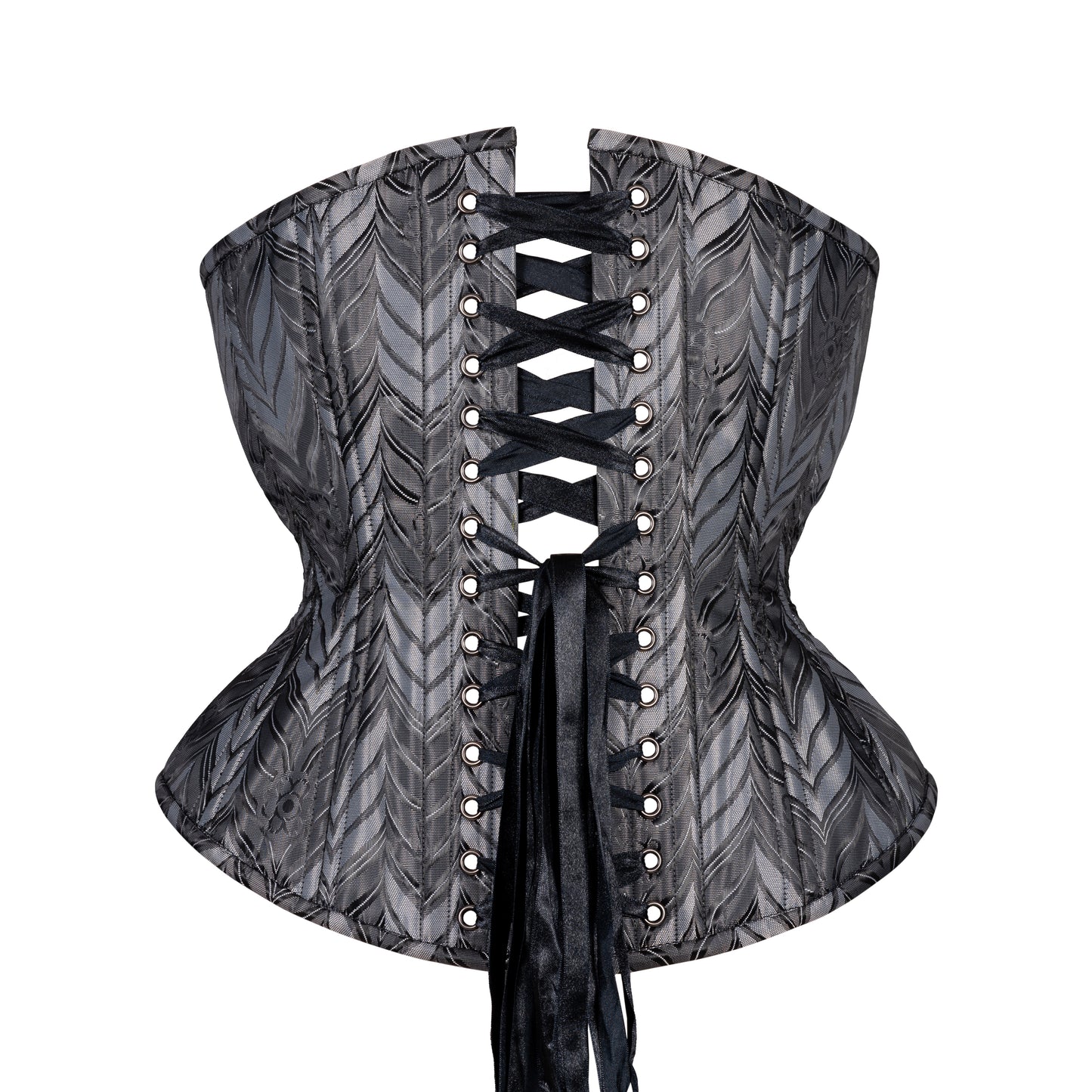 Gray Feathers in Vinyl Corset, Hourglass Silhouette, Regular – Timeless ...