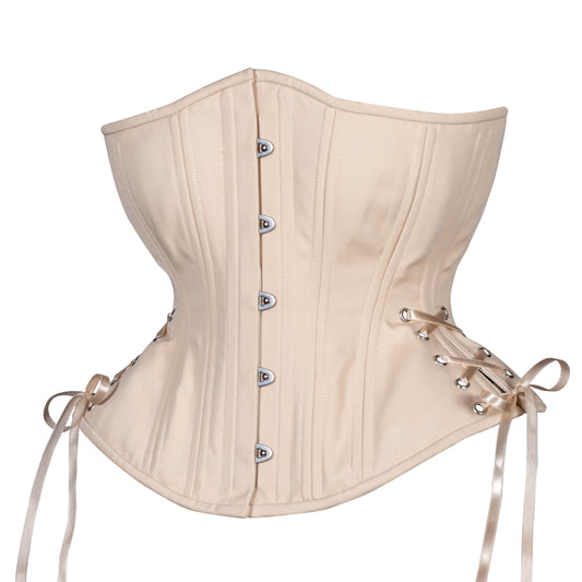 Black cotton underbust hourglass corset WIDE HIPS MATT - Restyle