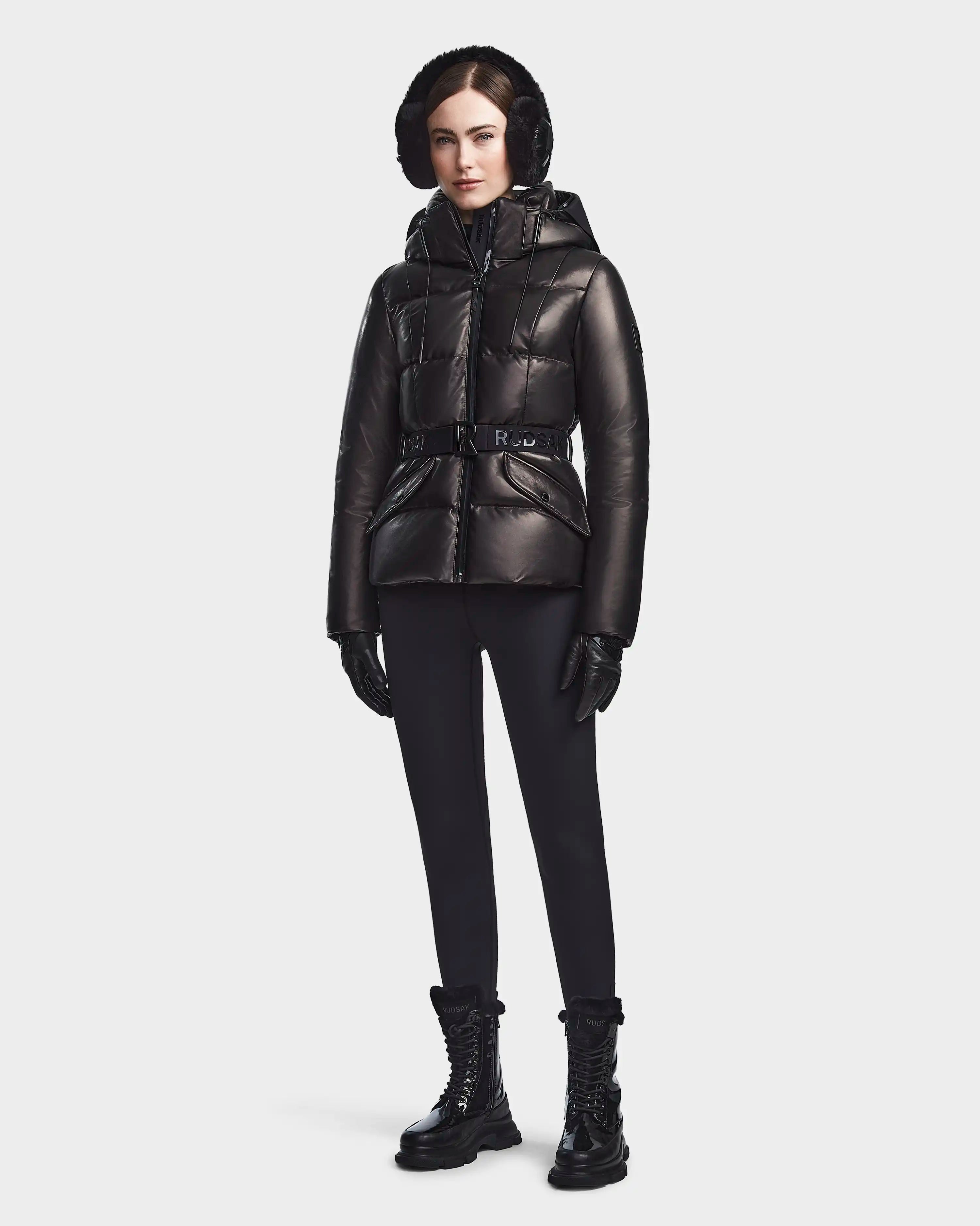 Women's leather lightweight down puffer MIRRA X BLACK | RUDSAK – Rudsak