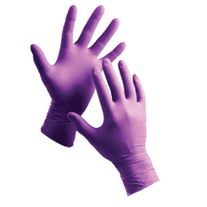 purple exam gloves