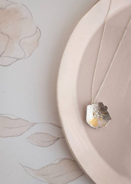 Rose necklace sterling silver and gold