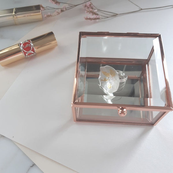 rose gold and glass jewelry box