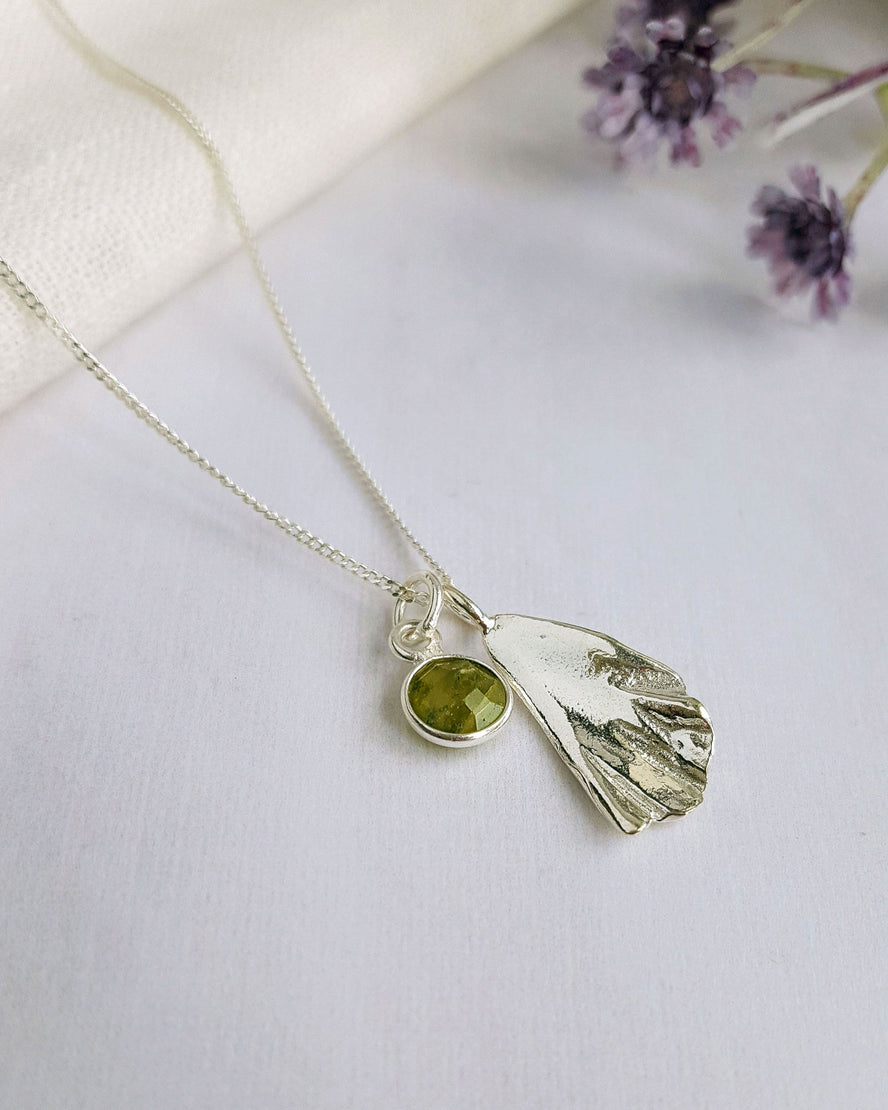 August Birth Flower Necklace - Poppy & Peridot Birthstone