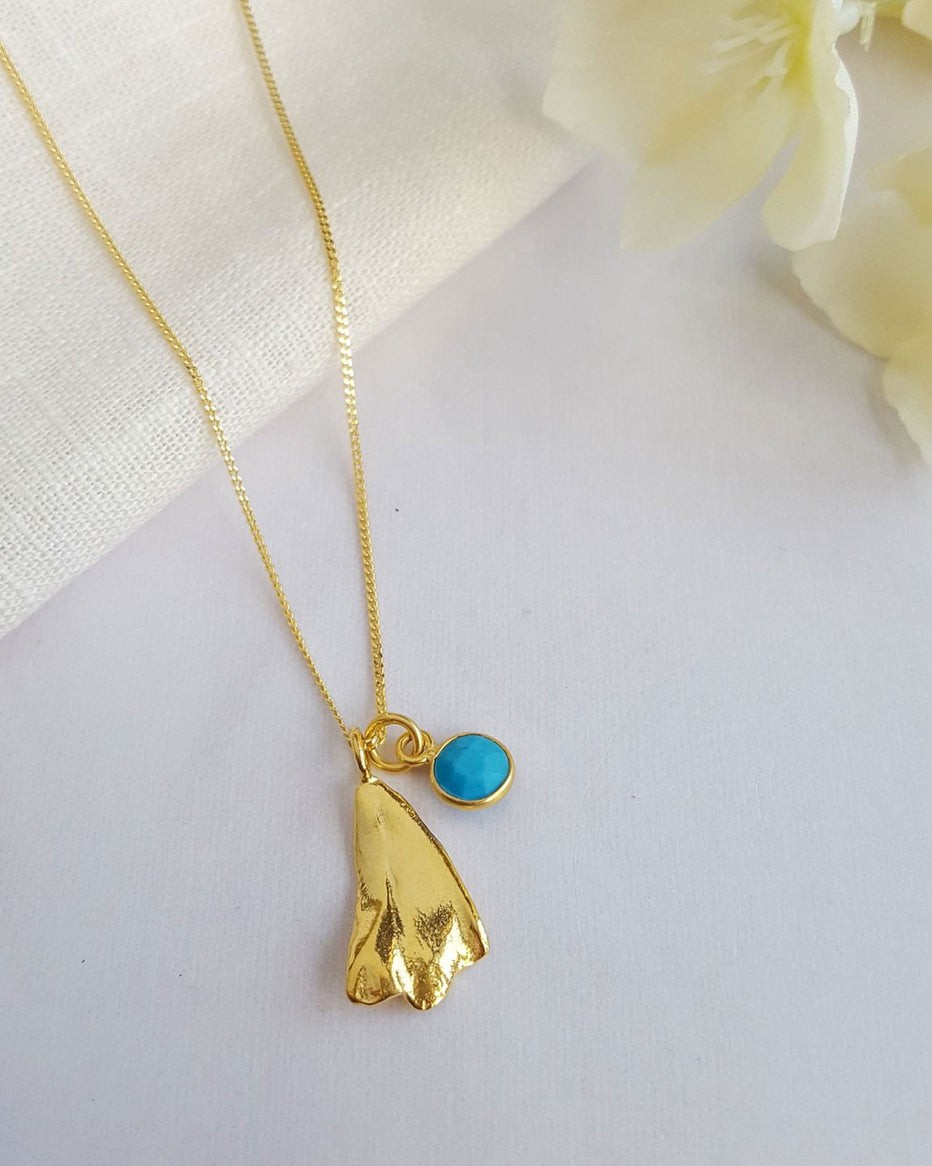 December Birthflower Necklace - Narcissus & Turquoise Birthstone