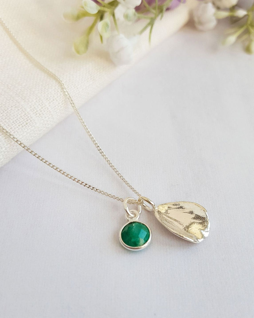 May Birthflower Necklace - Hawthorn & Agate Birthstone