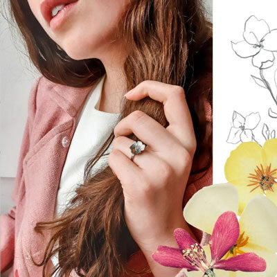 Pressed flower floral jewellery Daisy Stacking Ring