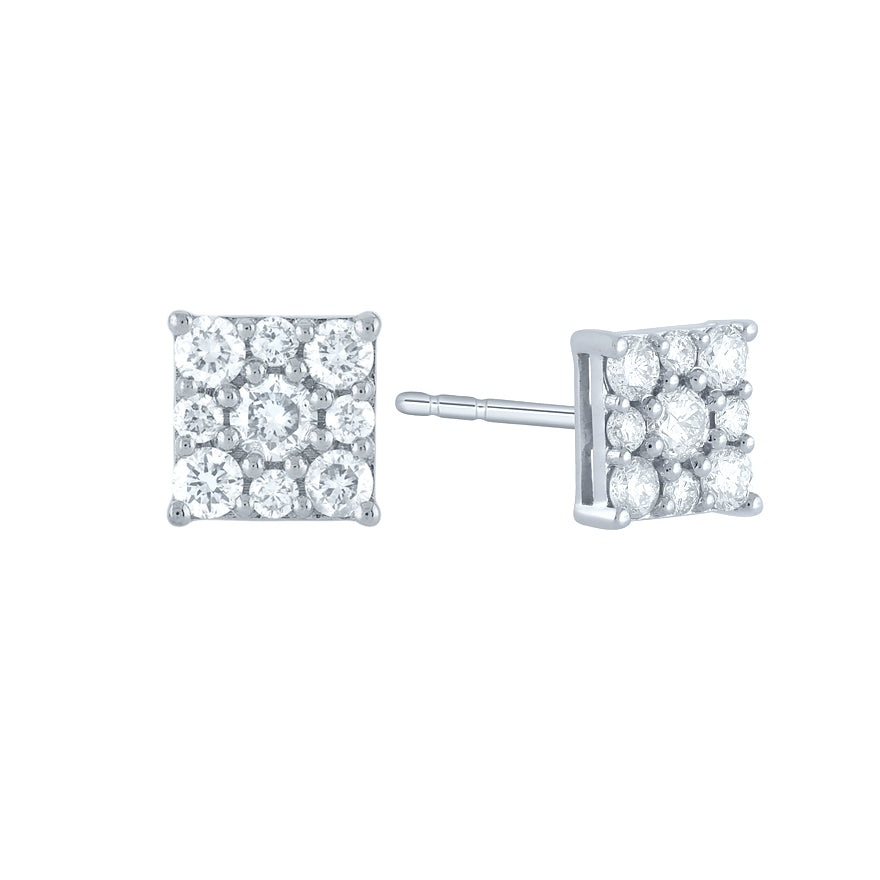 Round Cluster Diamond Stud Earrings in 10K White Gold (0.33 ct tw