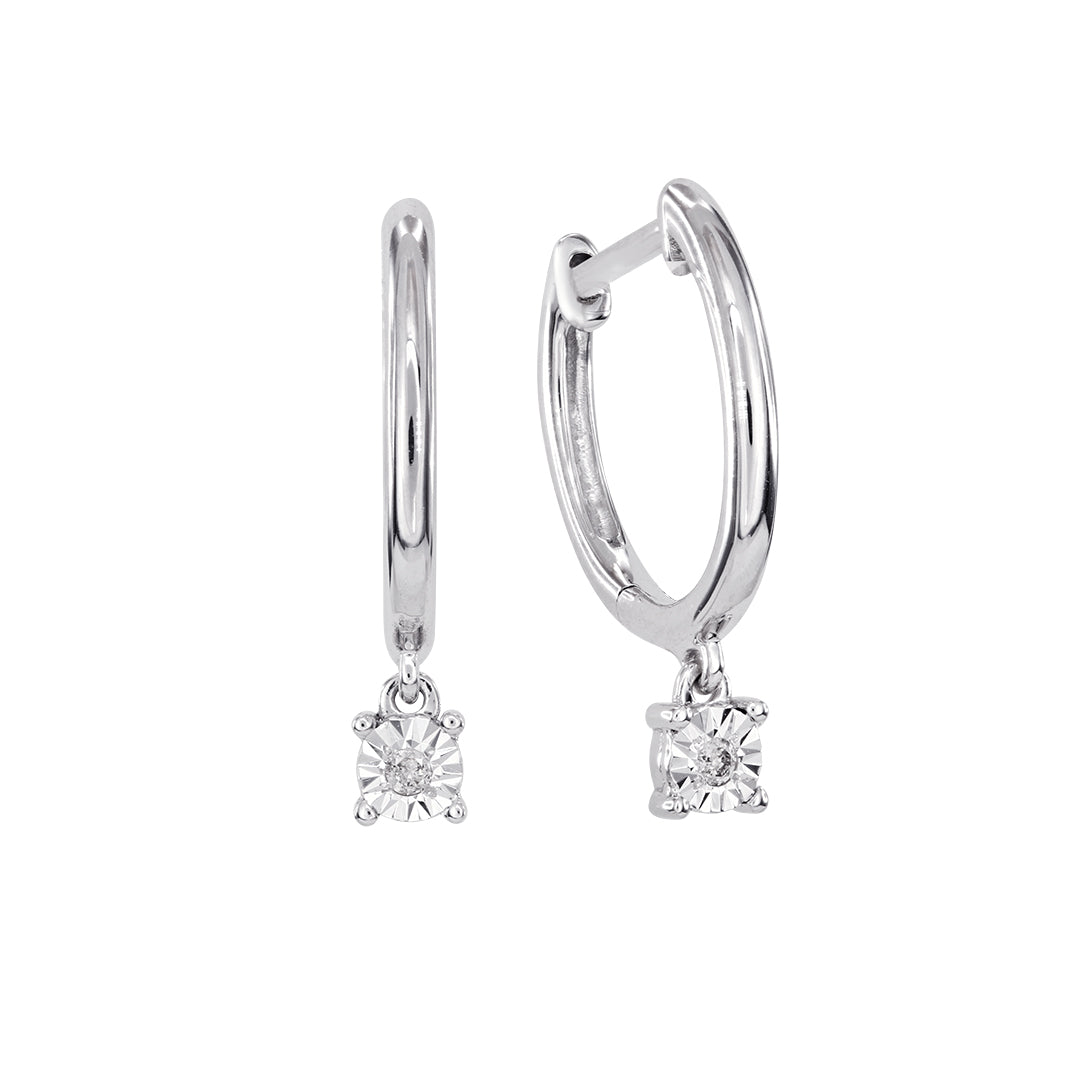 diamond hoop dangle earrings