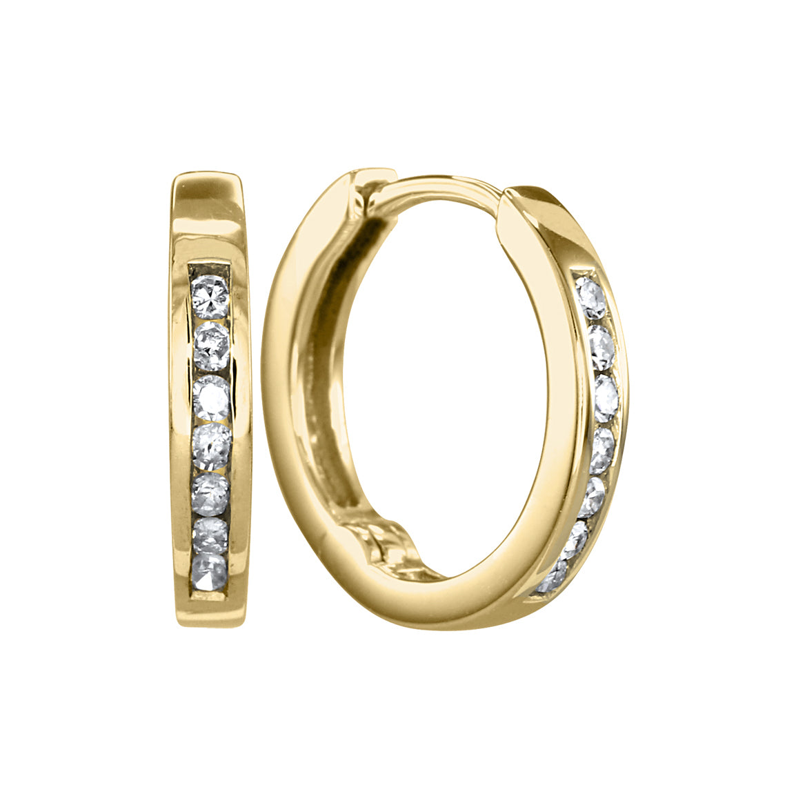 10k yellow gold diamond hoop earrings