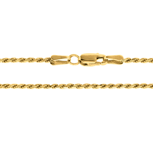 10K Italian Yellow Gold 1.15mm Adjustable Diamond Cut Rolo Chain in 18”/20”