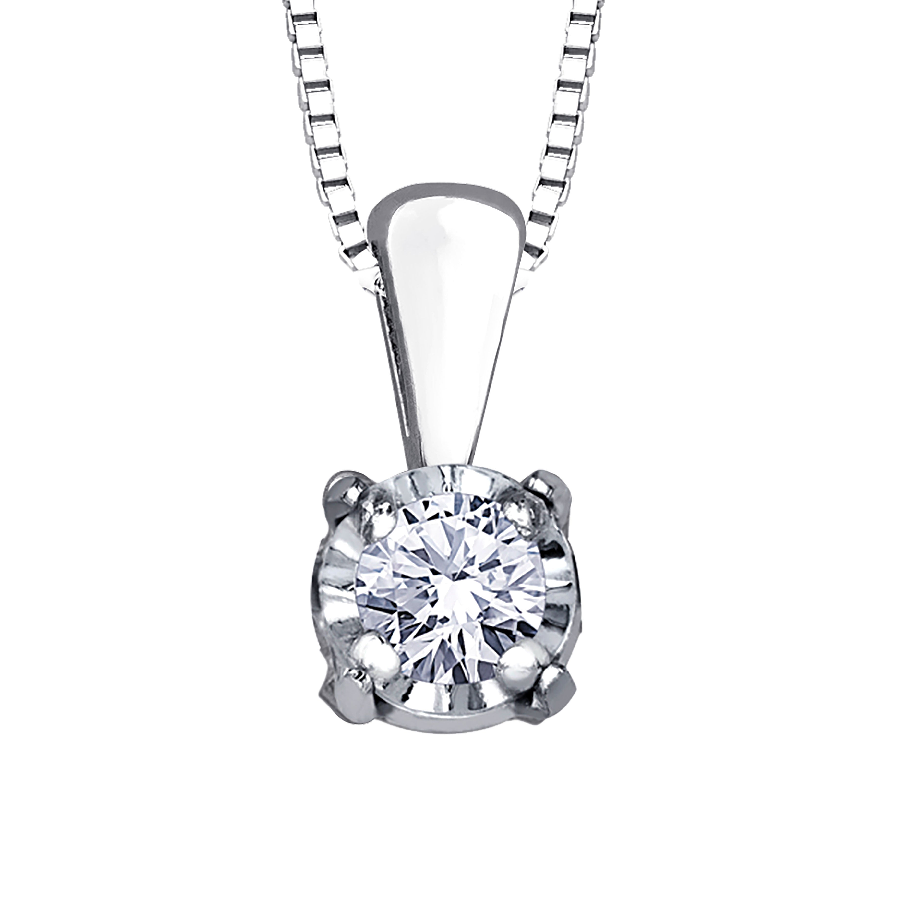 10K White Gold Diamond Pendant Necklace (0.10 ct tw)