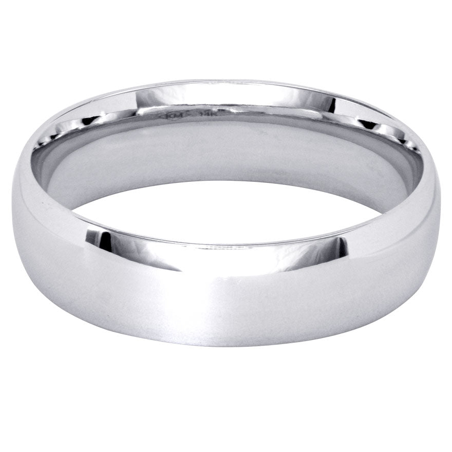 Low Dome Comfort Fit Wedding Band in 14K White Gold (6MM) – Ann