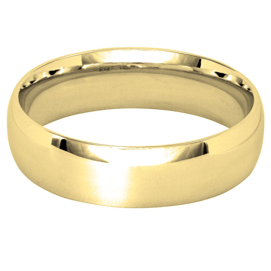 Low Dome Comfort Fit Wedding Band in 14K Yellow Gold (6MM) – Ann